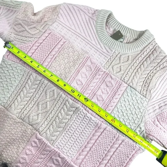 J. CREW Heritage Patchwork Cotton Cable-knit Sweater NWT - Picture 10 of 14